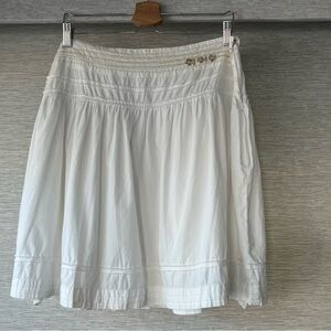 Roxy Beaded Waist Line, White Pleated Tiered Cotton Skirt🤍💛